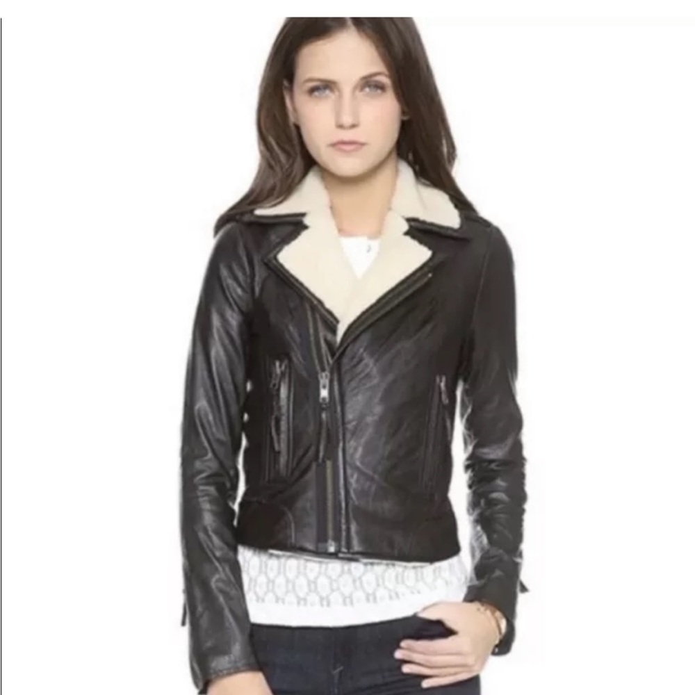 Joie leather shearling jacket Ailey medium